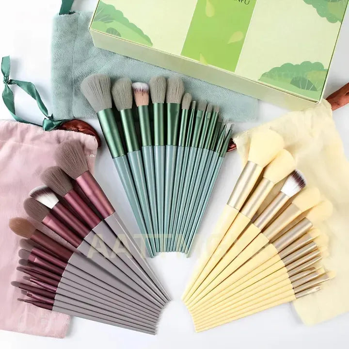 13-Pc Soft Makeup Brush Set – Powder, Foundation, Eyeshadow & Concealer