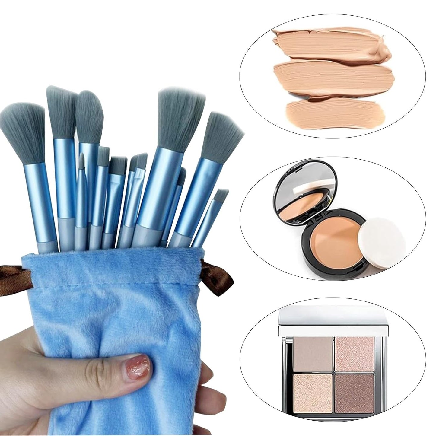 13-Pc Soft Makeup Brush Set – Powder, Foundation, Eyeshadow & Concealer
