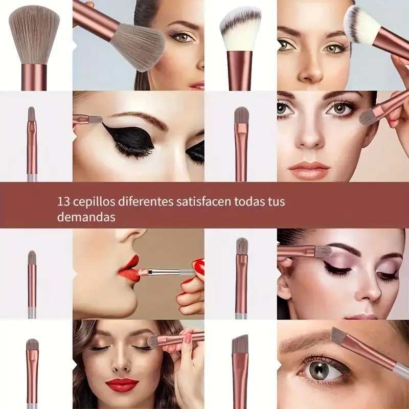 13-Pc Soft Makeup Brush Set – Powder, Foundation, Eyeshadow & Concealer